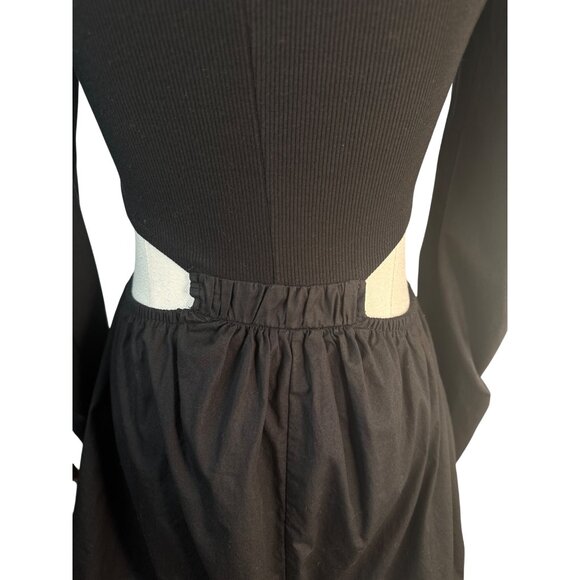 ZARA Small Black Puff Sleeve Cotton & Polyester Balloon Hemline Elastic Waist - Picture 6 of 15